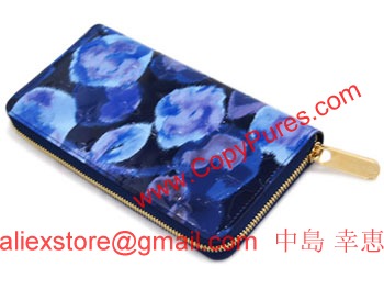 ルイヴィトンコピーM90018ヴィトンヴェルニ2013春夏イカットフラワーLVラウンドジップ長財布ジッピーウォレットグランブルー